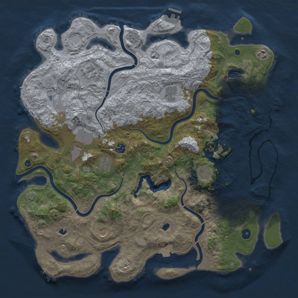Rust Map: Procedural Map, Size: 4500, Seed: 1686834643, 15 Monuments