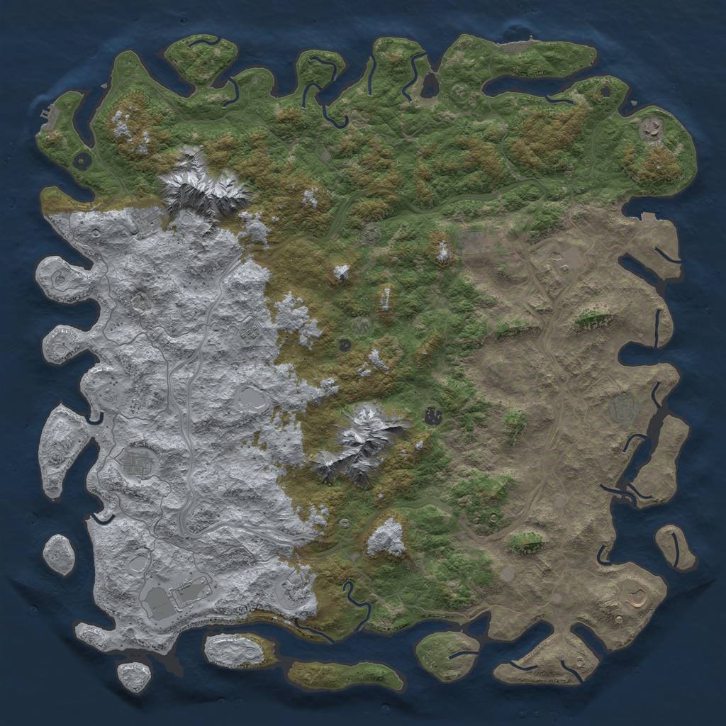 Rust Map: Procedural Map, Size: 6000, Seed: 224, 19 Monuments