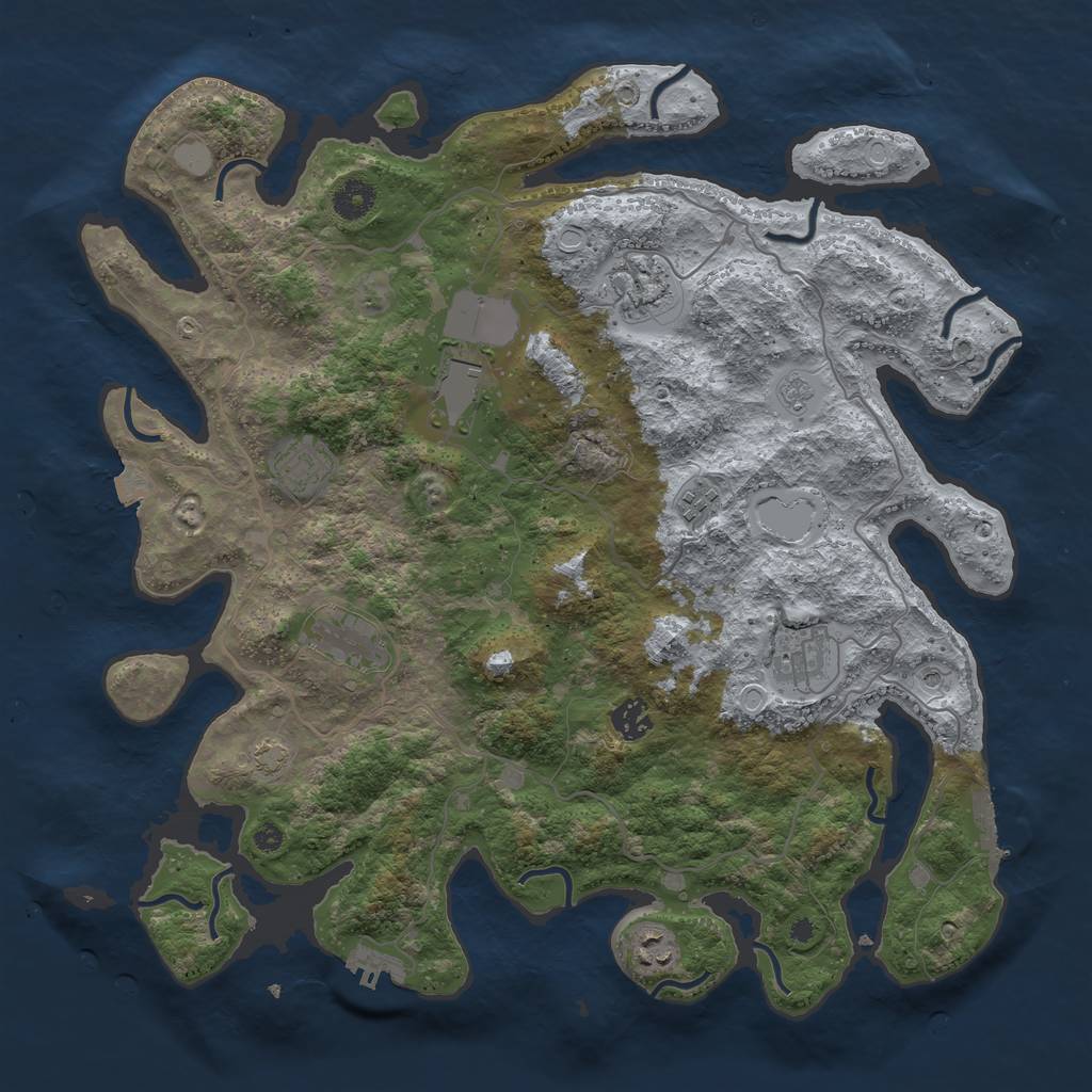 Rust Map: Procedural Map, Size: 4000, Seed: 626732737, 16 Monuments