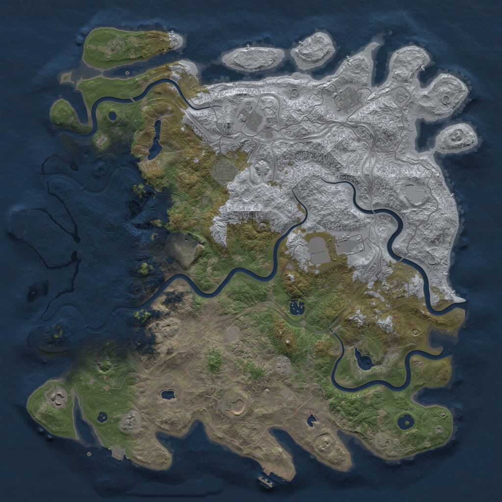 Rust Map: Procedural Map, Size: 4800, Seed: 1359475897, 16 Monuments