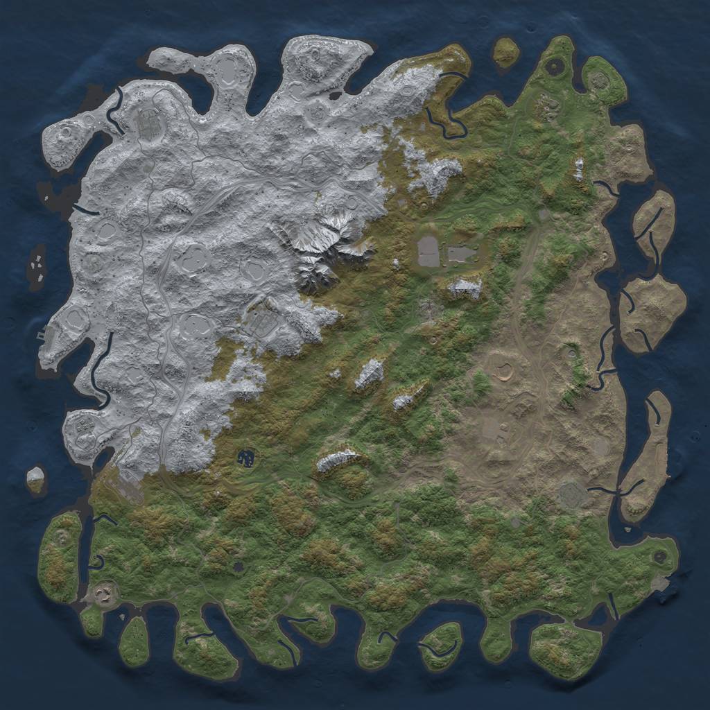 Rust Map: Procedural Map, Size: 6000, Seed: 5435, 19 Monuments