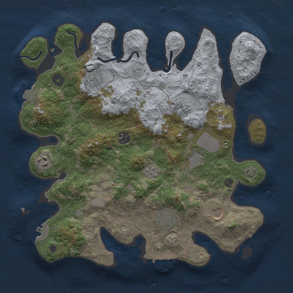 Rust Map: Procedural Map, Size: 3500, Seed: 93653940, 16 Monuments