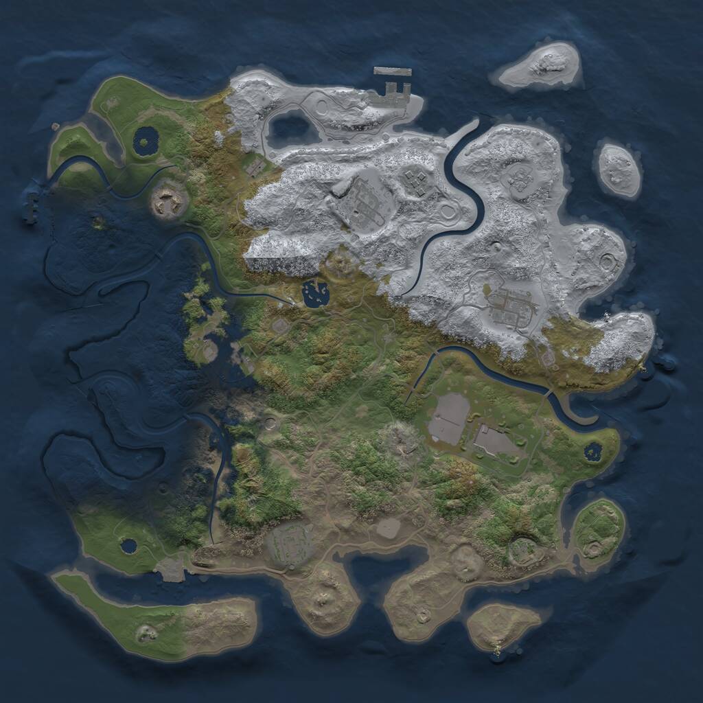 Rust Map: Procedural Map, Size: 3750, Seed: 32421523, 14 Monuments