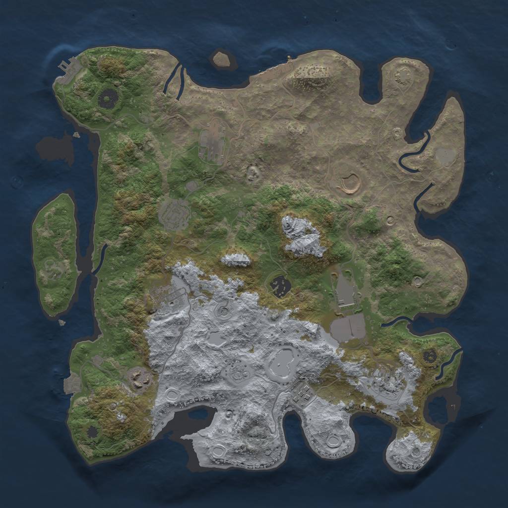 Rust Map: Procedural Map, Size: 3750, Seed: 92332195, 17 Monuments