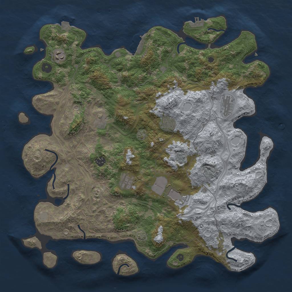 Rust Map: Procedural Map, Size: 4300, Seed: 85161637, 16 Monuments