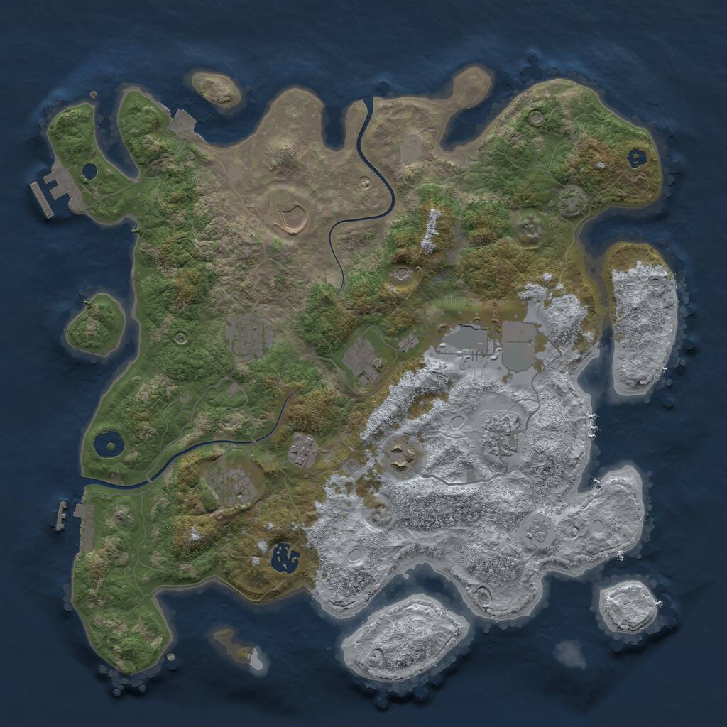Rust Map: Procedural Map, Size: 3800, Seed: 134653416, 15 Monuments