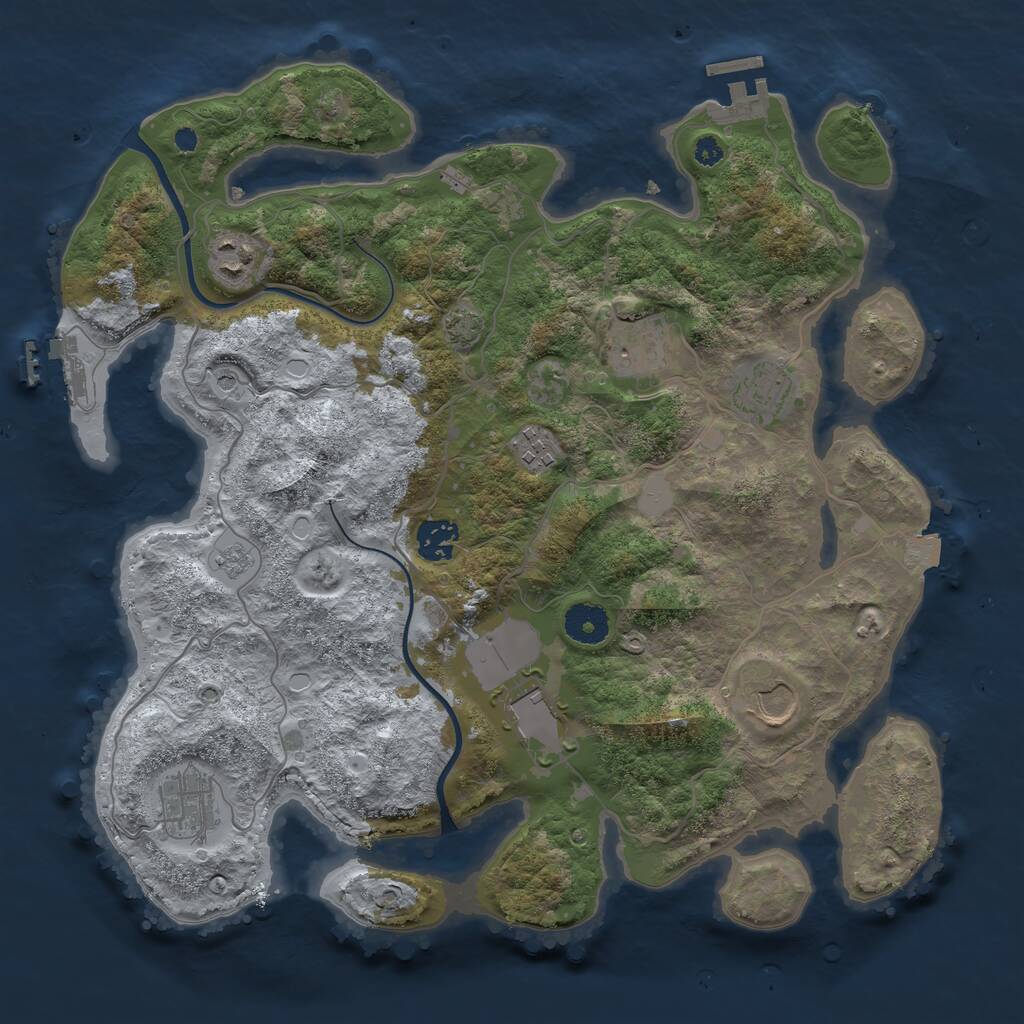 Rust Map: Procedural Map, Size: 3600, Seed: 28463367, 14 Monuments