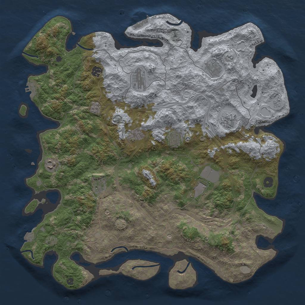 Rust Map: Procedural Map, Size: 4400, Seed: 94955894, 18 Monuments