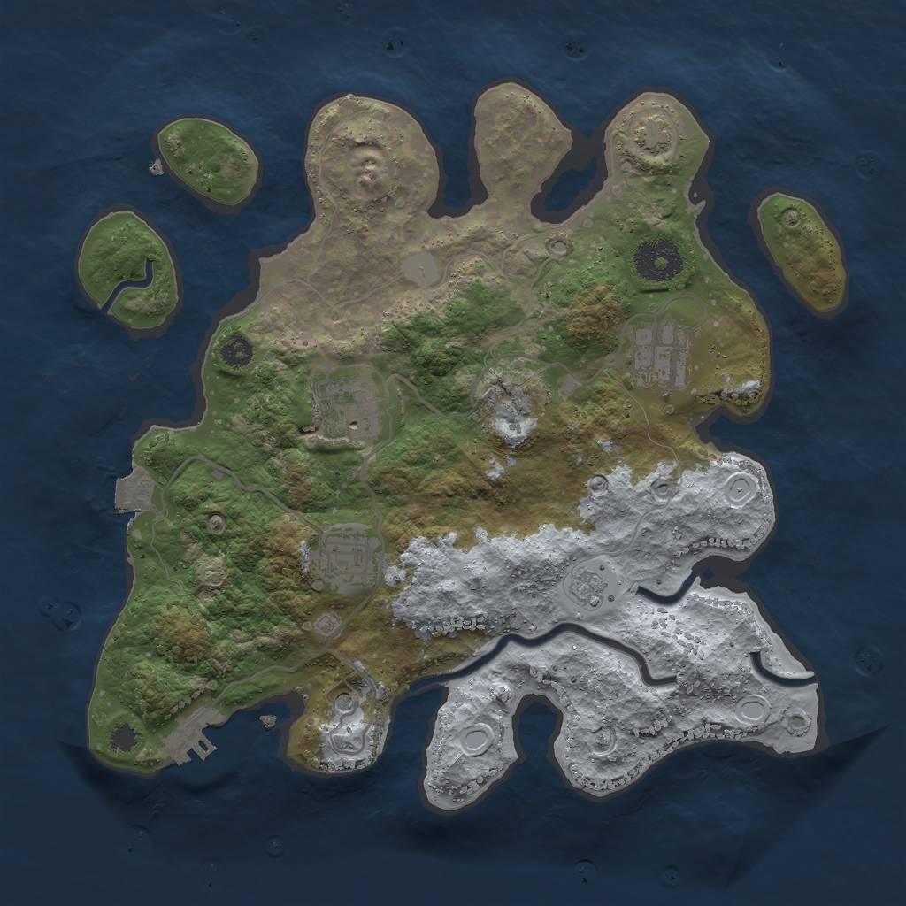 Rust Map: Procedural Map, Size: 3000, Seed: 1737306962, 10 Monuments
