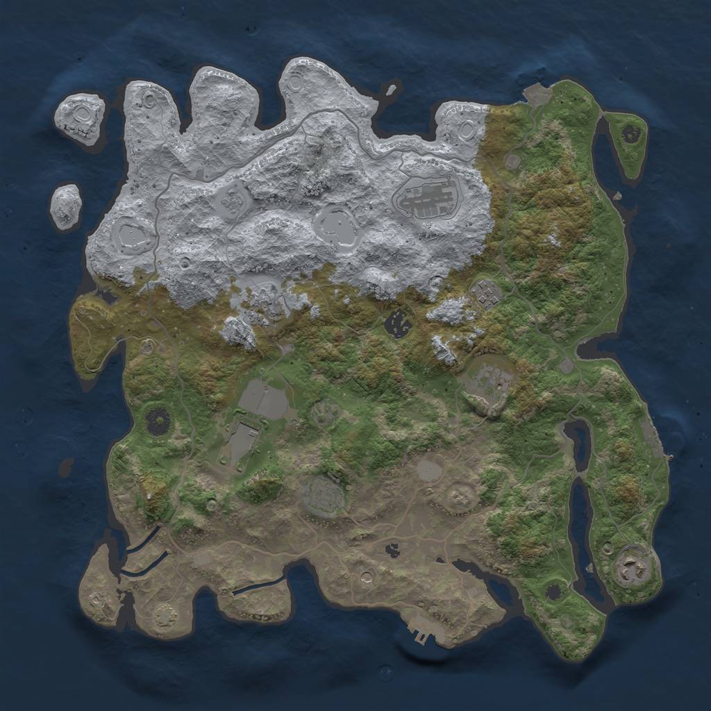 Rust Map: Procedural Map, Size: 4000, Seed: 11684217, 16 Monuments
