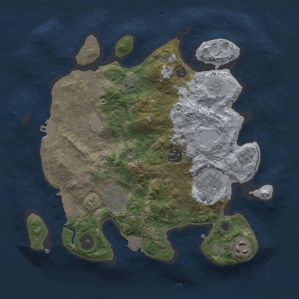 Rust Map: Procedural Map, Size: 3000, Seed: 1278349, 13 Monuments
