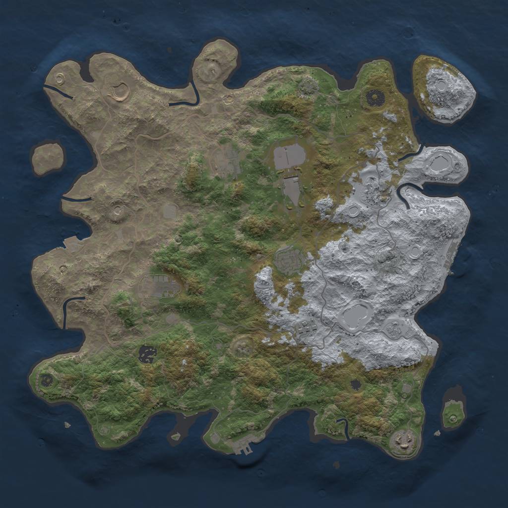 Rust Map: Procedural Map, Size: 4100, Seed: 68733760, 17 Monuments