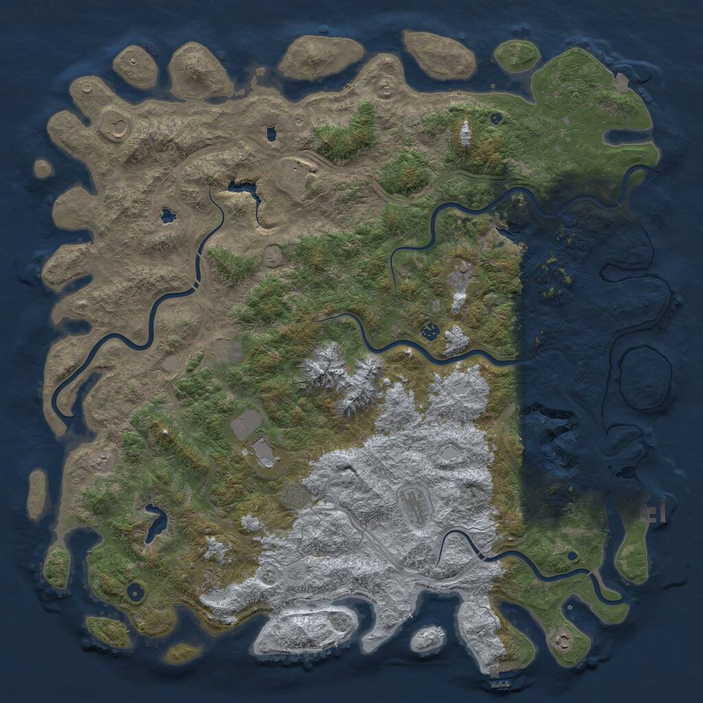 Rust Map: Procedural Map, Size: 6000, Seed: 1042001, 17 Monuments