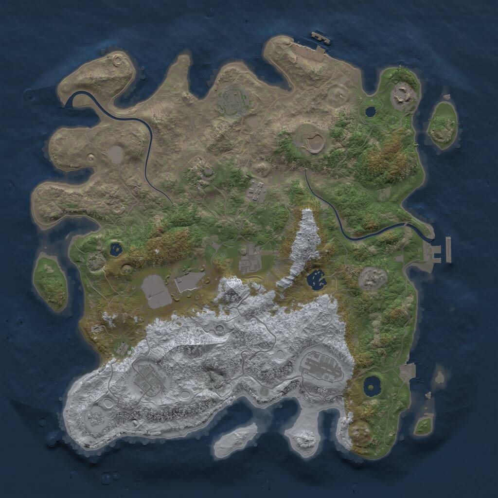Rust Map: Procedural Map, Size: 3850, Seed: 78048482, 16 Monuments