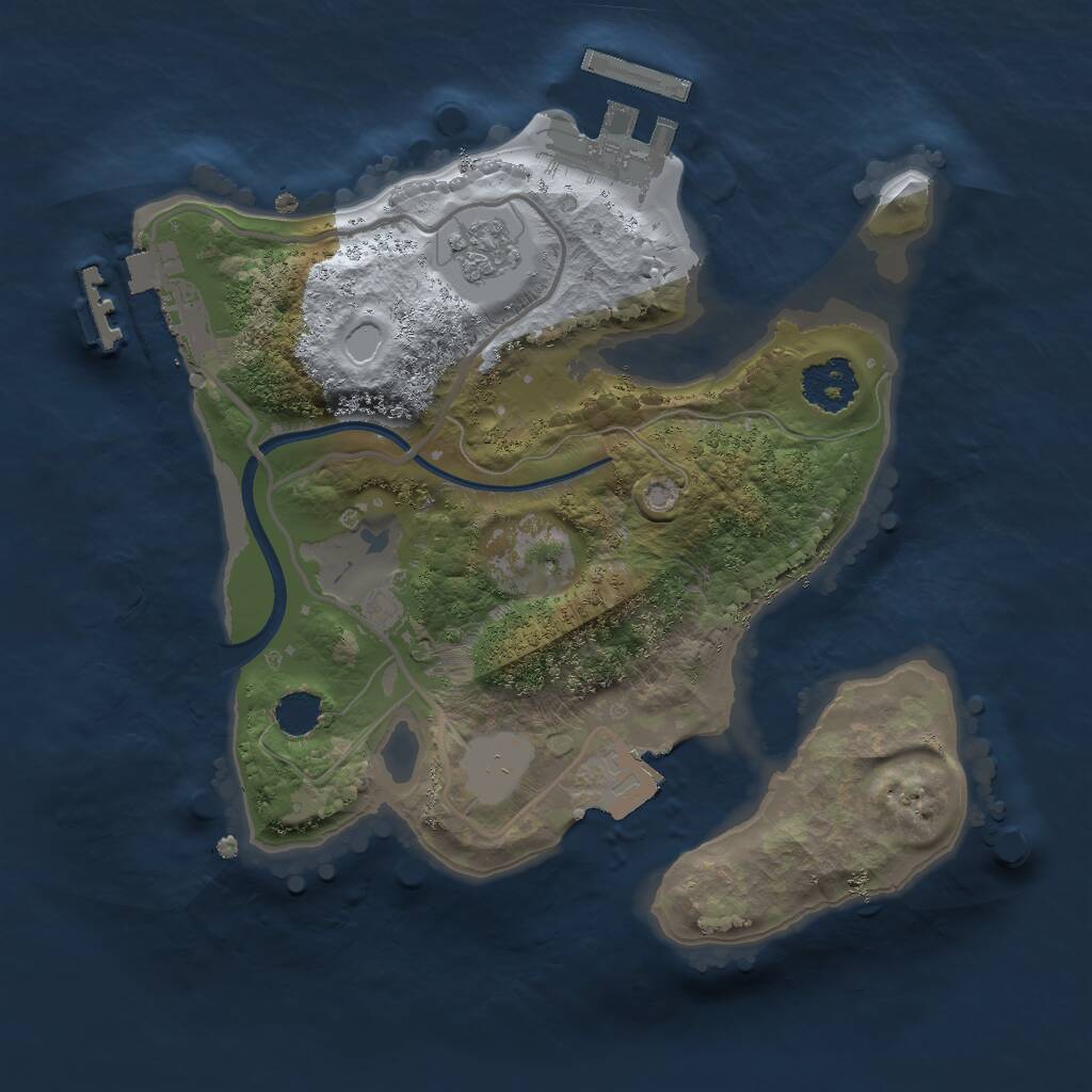 Rust Map: Procedural Map, Size: 2000, Seed: 1160706272, 4 Monuments