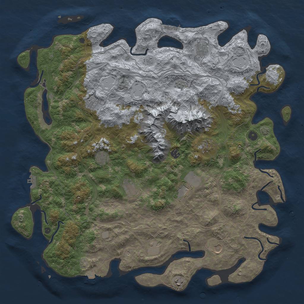 Rust Map: Procedural Map, Size: 5000, Seed: 357357, 19 Monuments