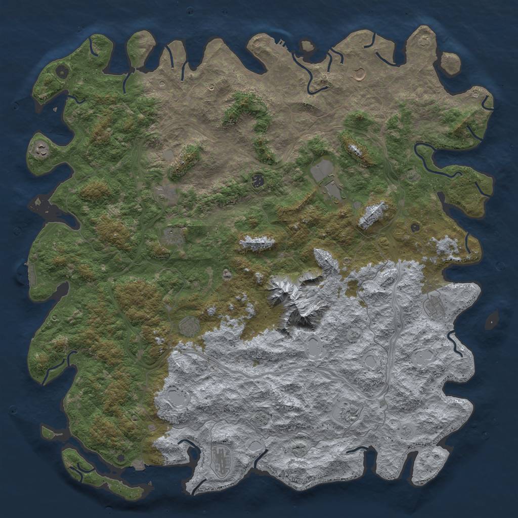 Rust Map: Procedural Map, Size: 6000, Seed: 439348162, 19 Monuments