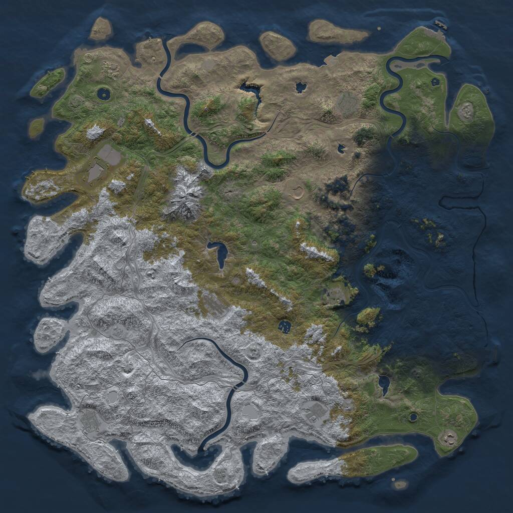 Rust Map: Procedural Map, Size: 6000, Seed: 24163045, 17 Monuments