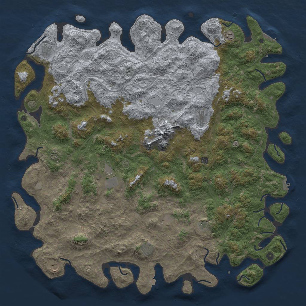 Rust Map: Procedural Map, Size: 6000, Seed: 785431, 19 Monuments