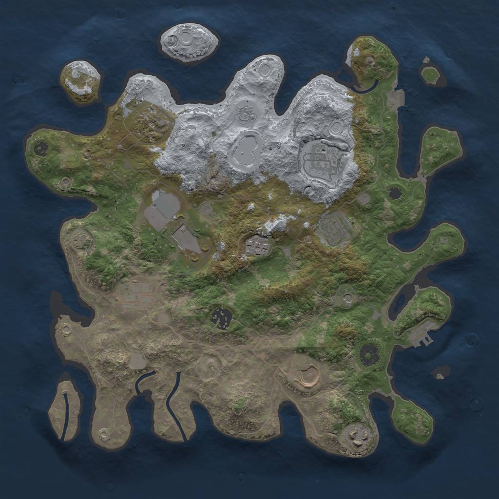 Rust Map: Procedural Map, Size: 3500, Seed: 518431974, 16 Monuments