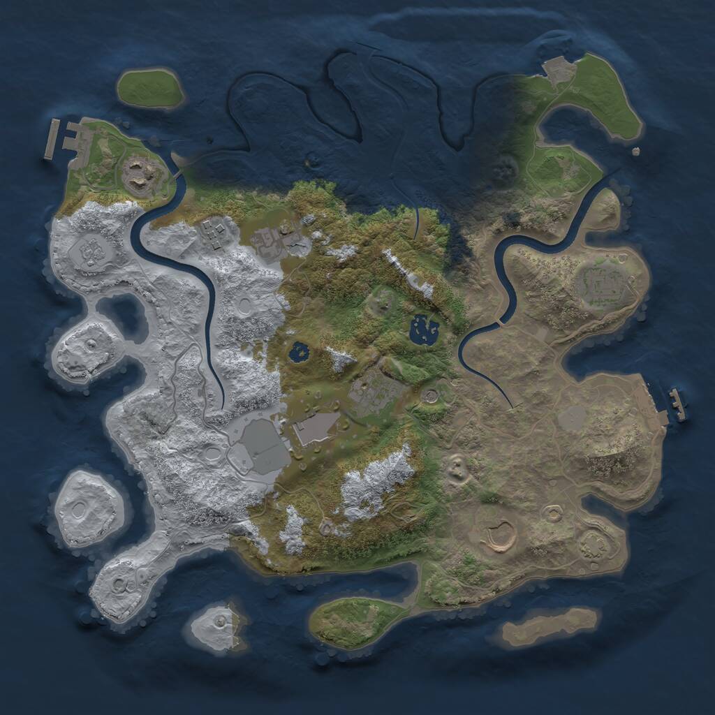 Rust Map: Procedural Map, Size: 3500, Seed: 594134624, 14 Monuments