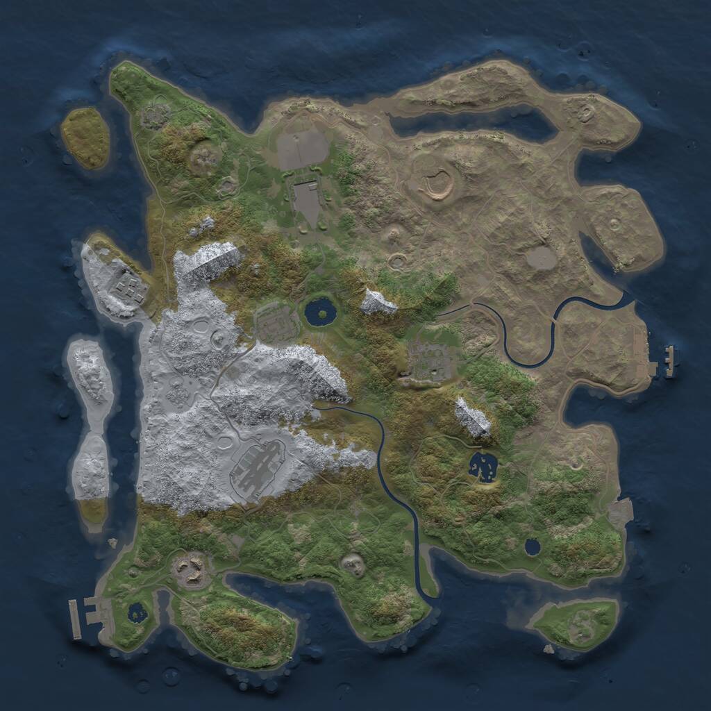 Rust Map: Procedural Map, Size: 3600, Seed: 50201, 13 Monuments