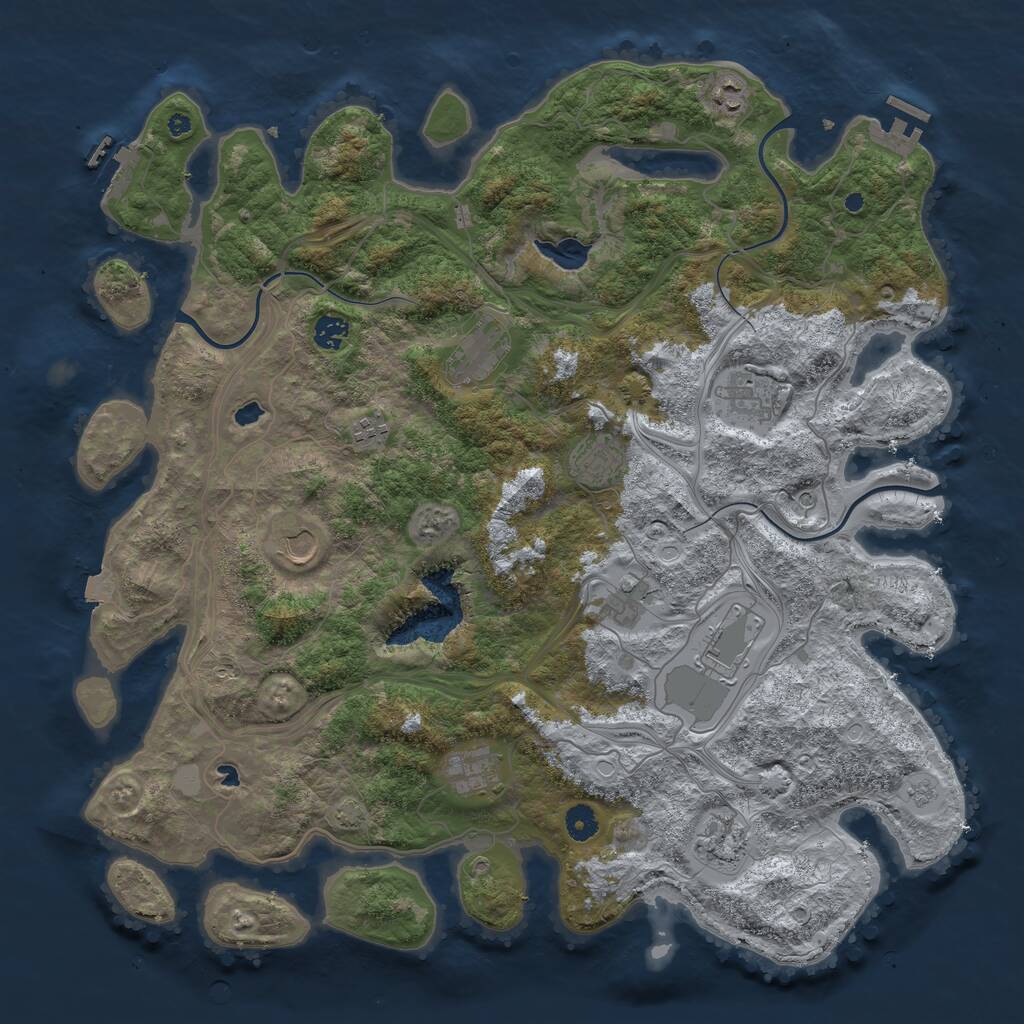 Rust Map: Procedural Map, Size: 4500, Seed: 56842, 17 Monuments