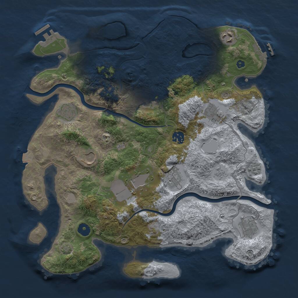 Rust Map: Procedural Map, Size: 3600, Seed: 12110, 16 Monuments