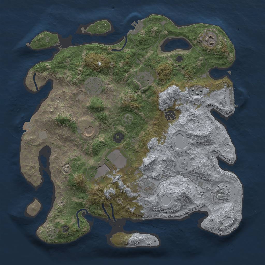 Rust Map: Procedural Map, Size: 3600, Seed: 12110, 17 Monuments