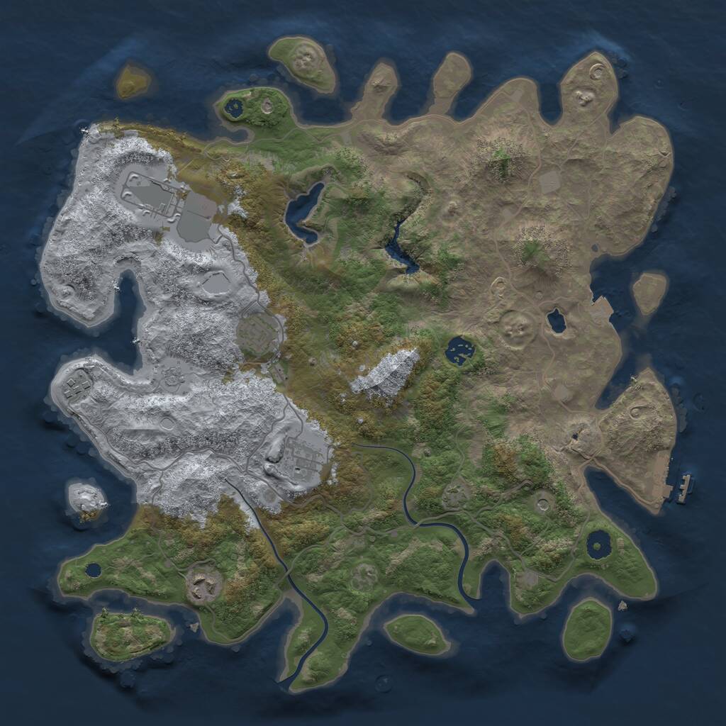 Rust Map: Procedural Map, Size: 4000, Seed: 19488874, 11 Monuments