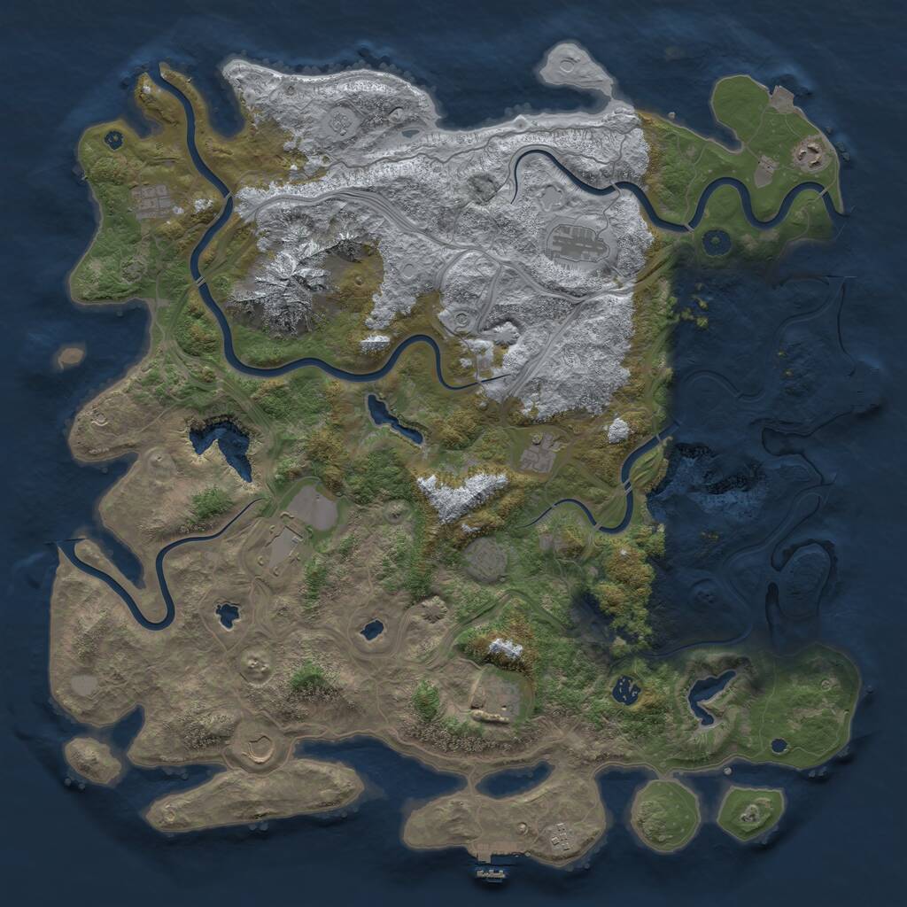 Rust Map: Procedural Map, Size: 5000, Seed: 33656880, 16 Monuments