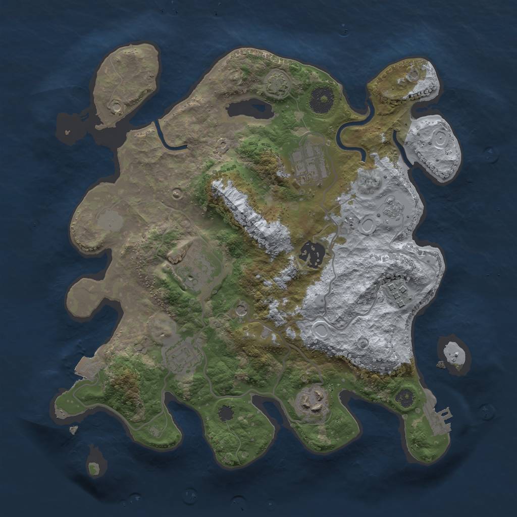 Rust Map: Procedural Map, Size: 3000, Seed: 1846352991, 13 Monuments