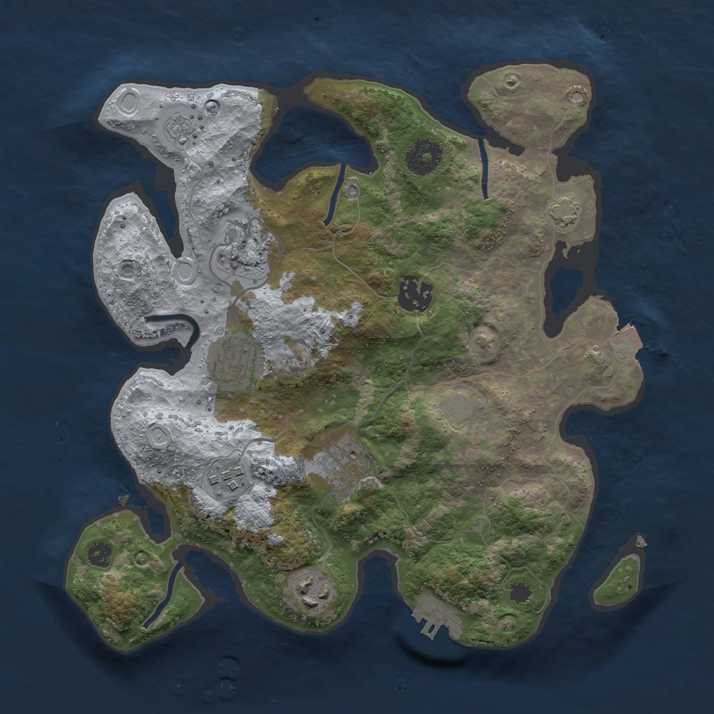Rust Map: Procedural Map, Size: 3000, Seed: 4130529, 12 Monuments
