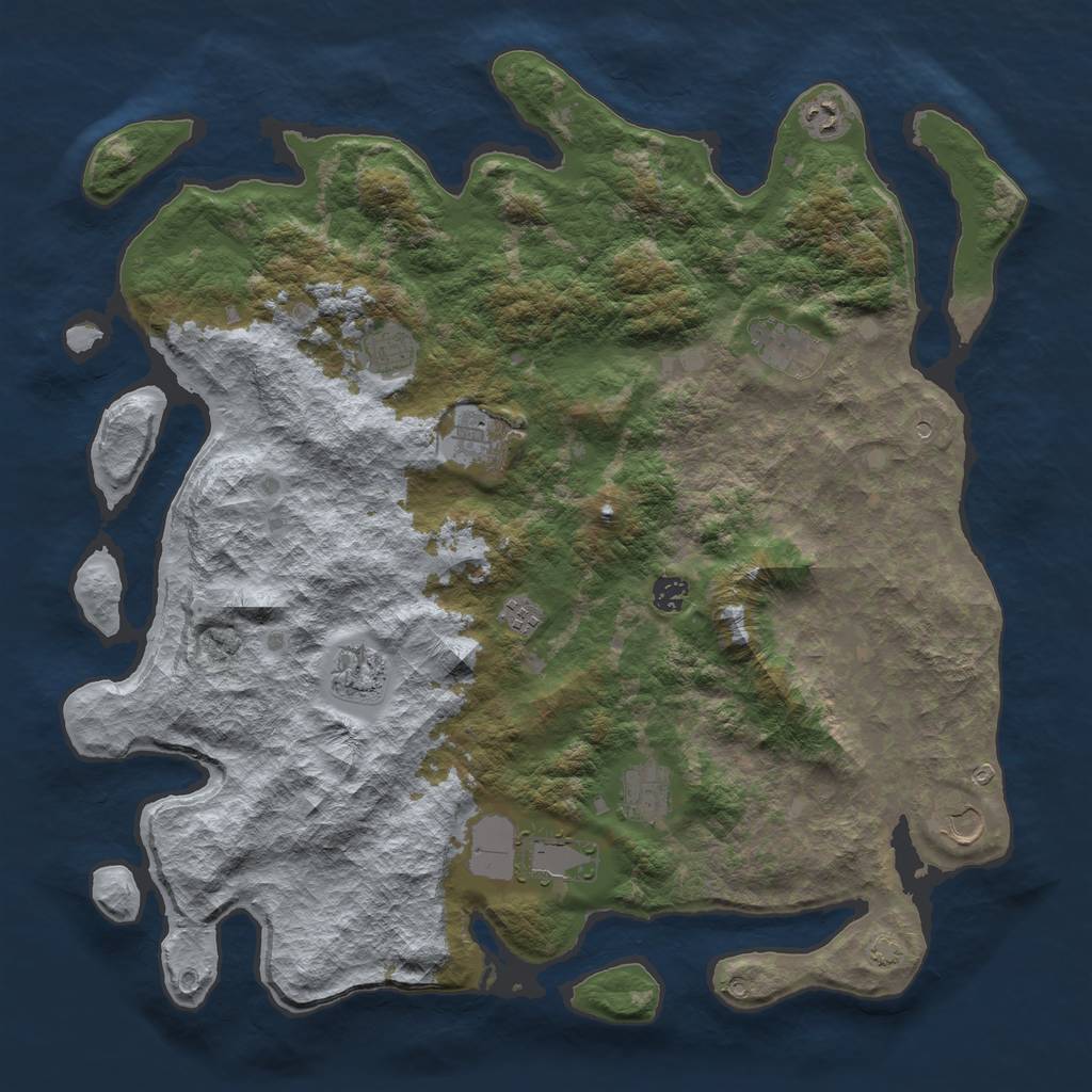 Rust Map: Barren, Size: 4500, Seed: 17777, 14 Monuments