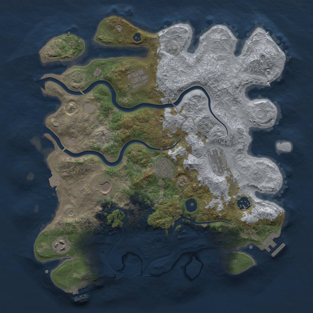 Rust Map: Procedural Map, Size: 3700, Seed: 55002797, 13 Monuments
