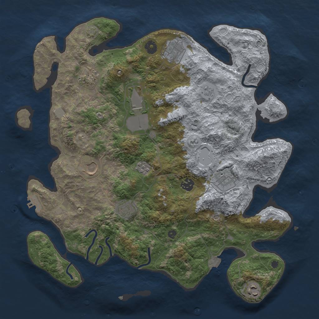 Rust Map: Procedural Map, Size: 3750, Seed: 75164583, 16 Monuments