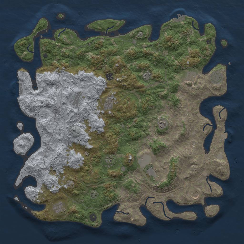 Rust Map: Procedural Map, Size: 4800, Seed: 20102023, 19 Monuments