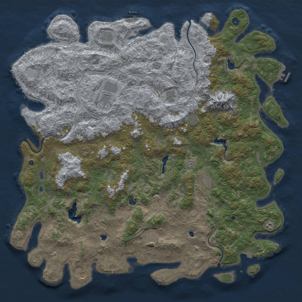 Rust Map: Procedural Map, Size: 6000, Seed: 1311699605, 17 Monuments