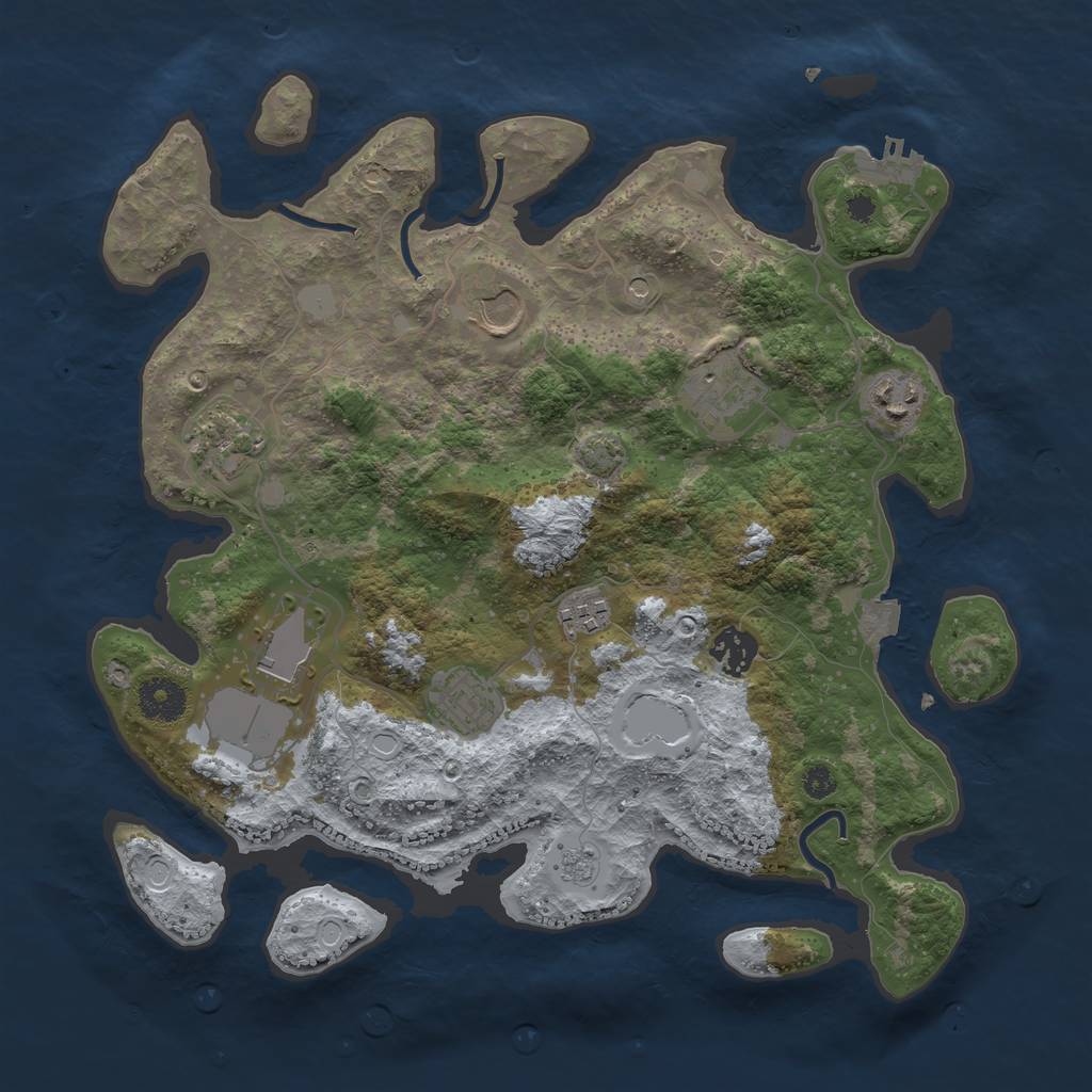 Rust Map: Procedural Map, Size: 3500, Seed: 424323022, 15 Monuments