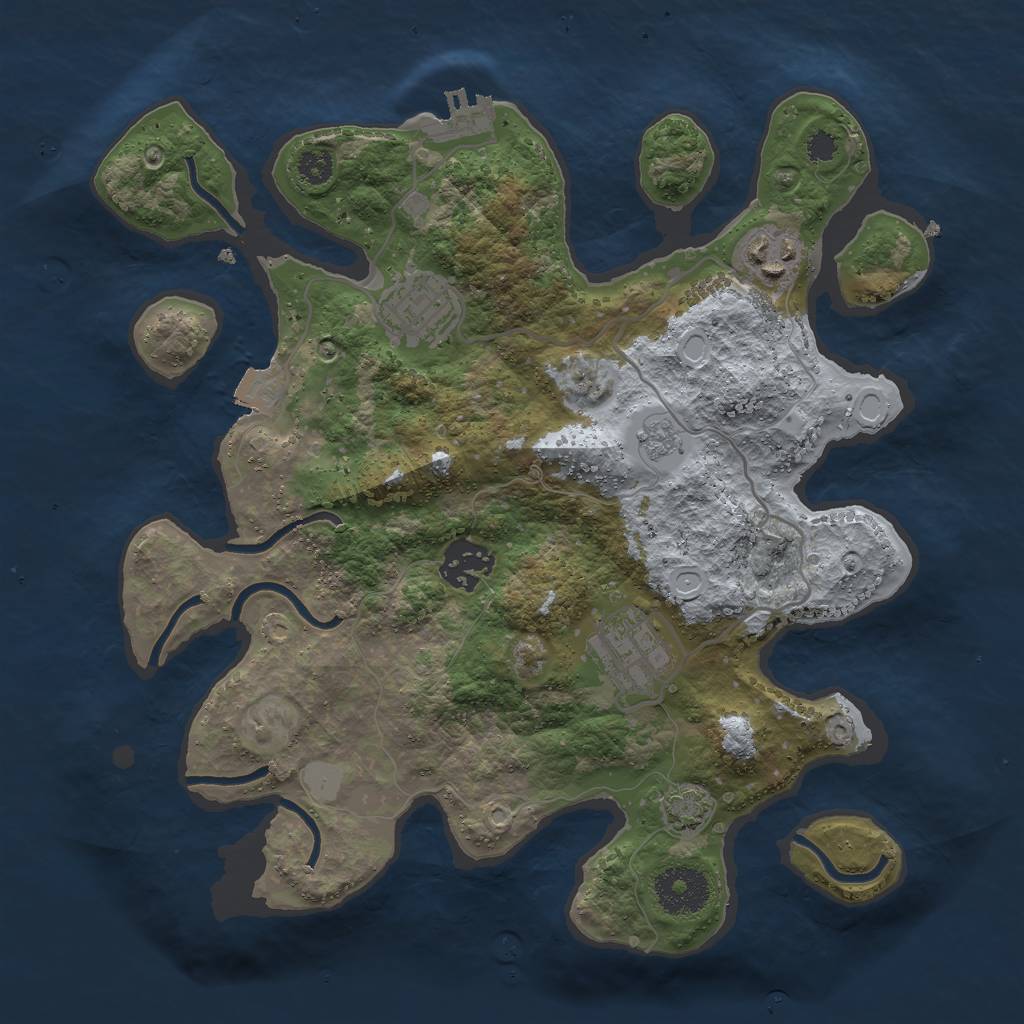 Rust Map: Procedural Map, Size: 3000, Seed: 1620710667, 10 Monuments