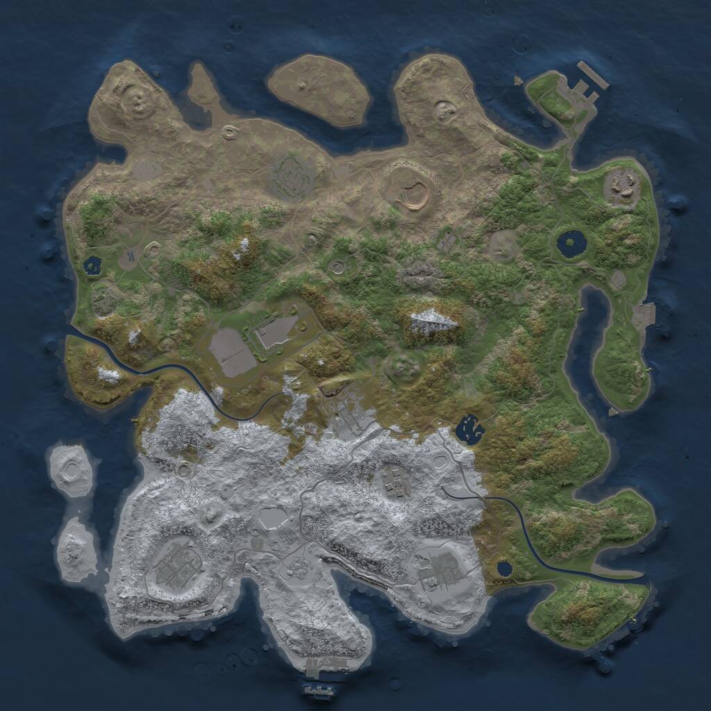 Rust Map: Procedural Map, Size: 3800, Seed: 23211325, 15 Monuments