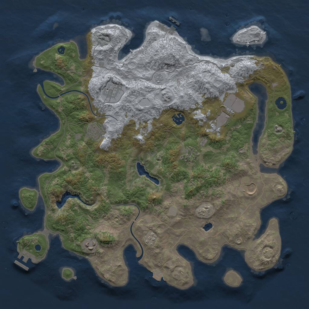 Rust Map: Procedural Map, Size: 4000, Seed: 514837267, 14 Monuments