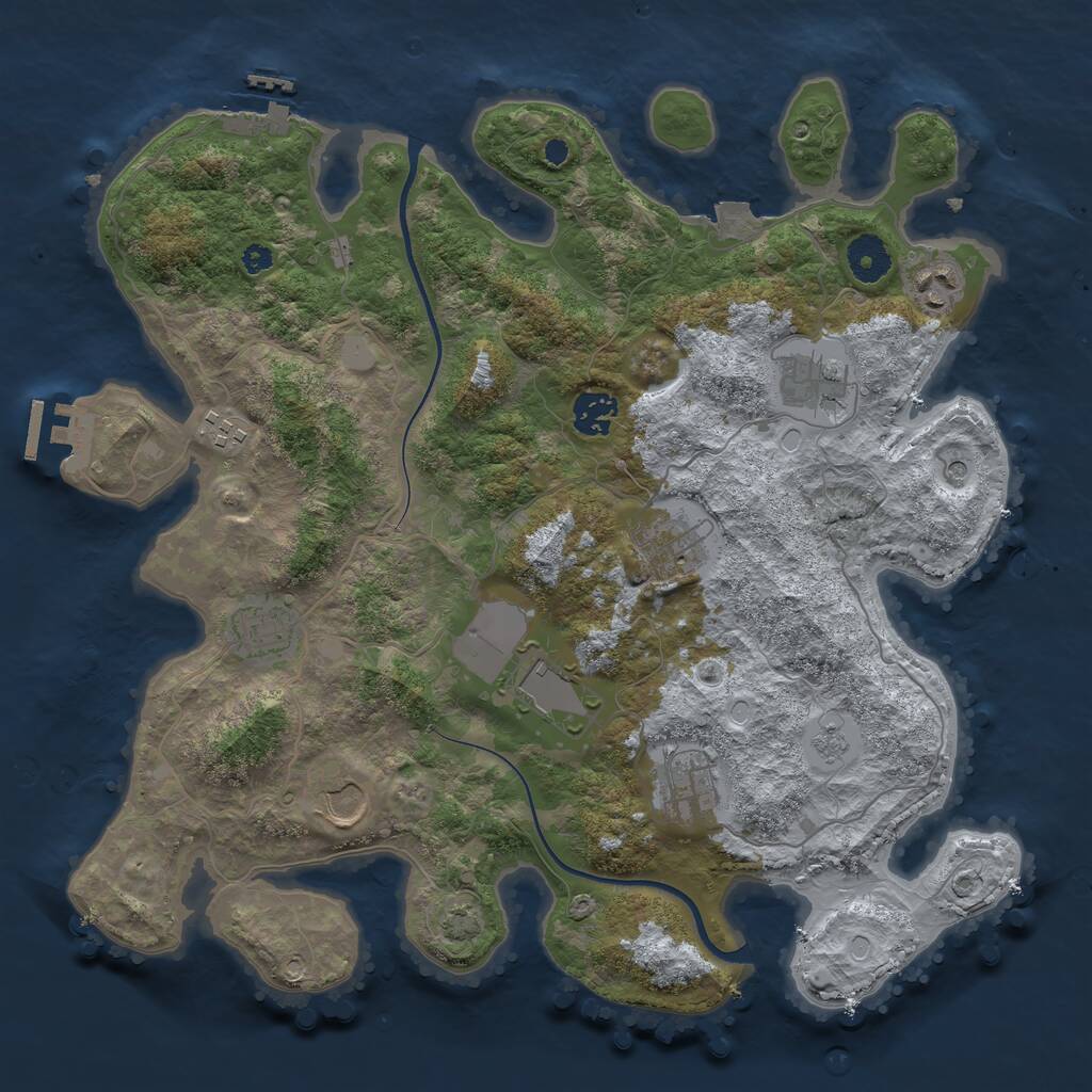 Rust Map: Procedural Map, Size: 3650, Seed: 10627806, 15 Monuments