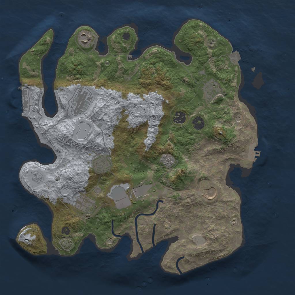 Rust Map: Procedural Map, Size: 3500, Seed: 51062147, 17 Monuments