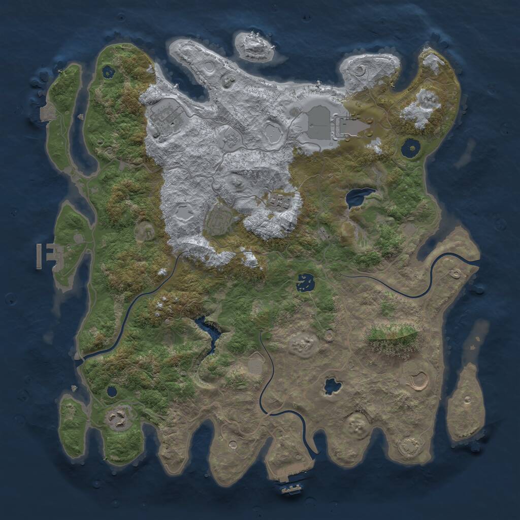 Rust Map: Procedural Map, Size: 4100, Seed: 82064519, 13 Monuments