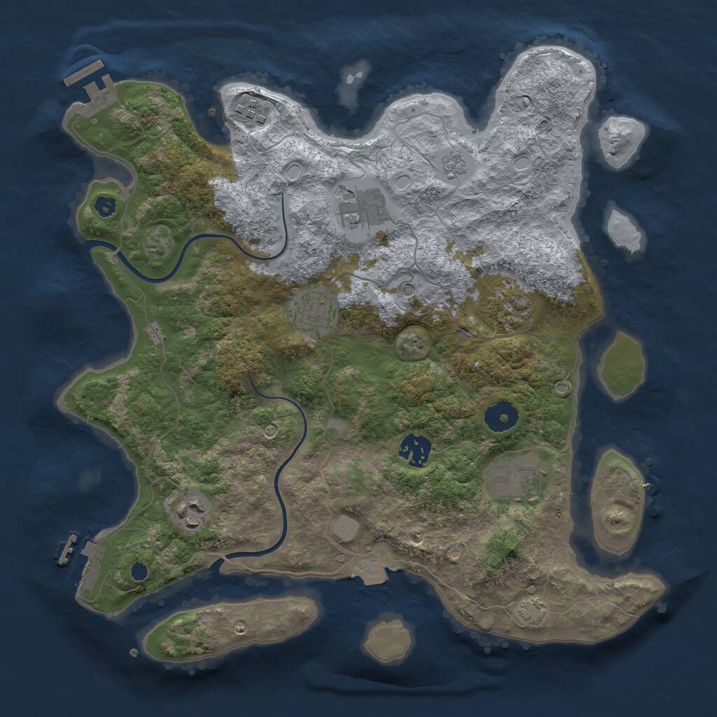 Rust Map: Procedural Map, Size: 3400, Seed: 85858054, 13 Monuments