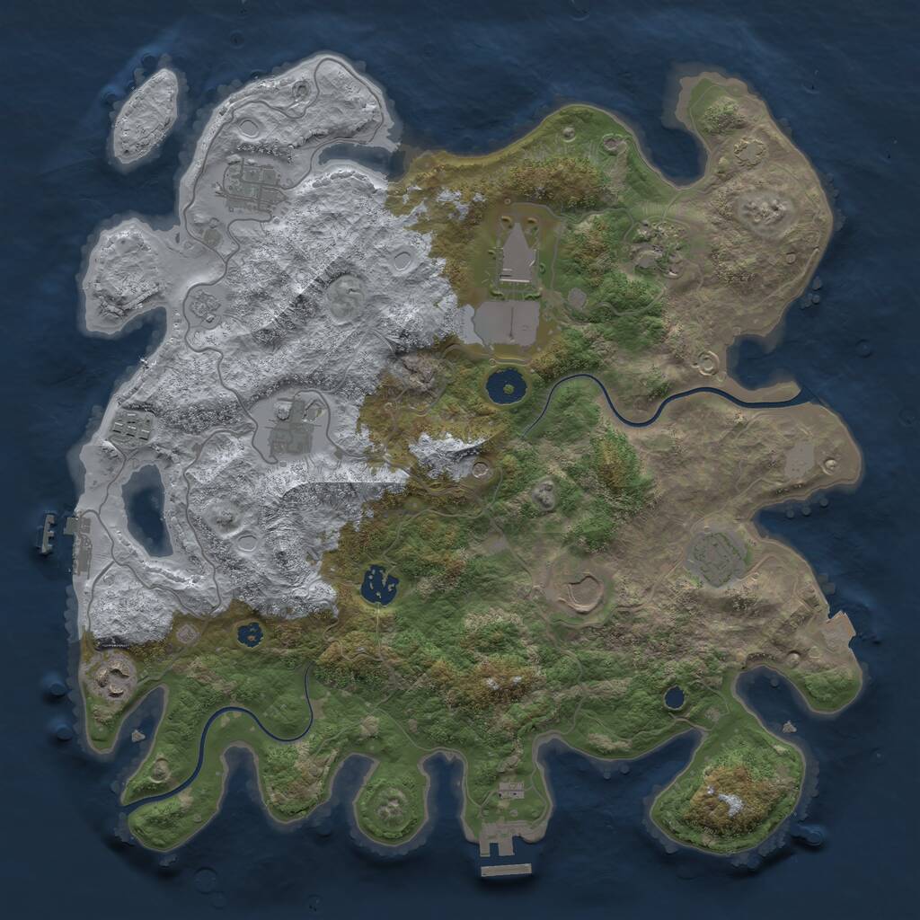 Rust Map: Procedural Map, Size: 3700, Seed: 702231678, 15 Monuments