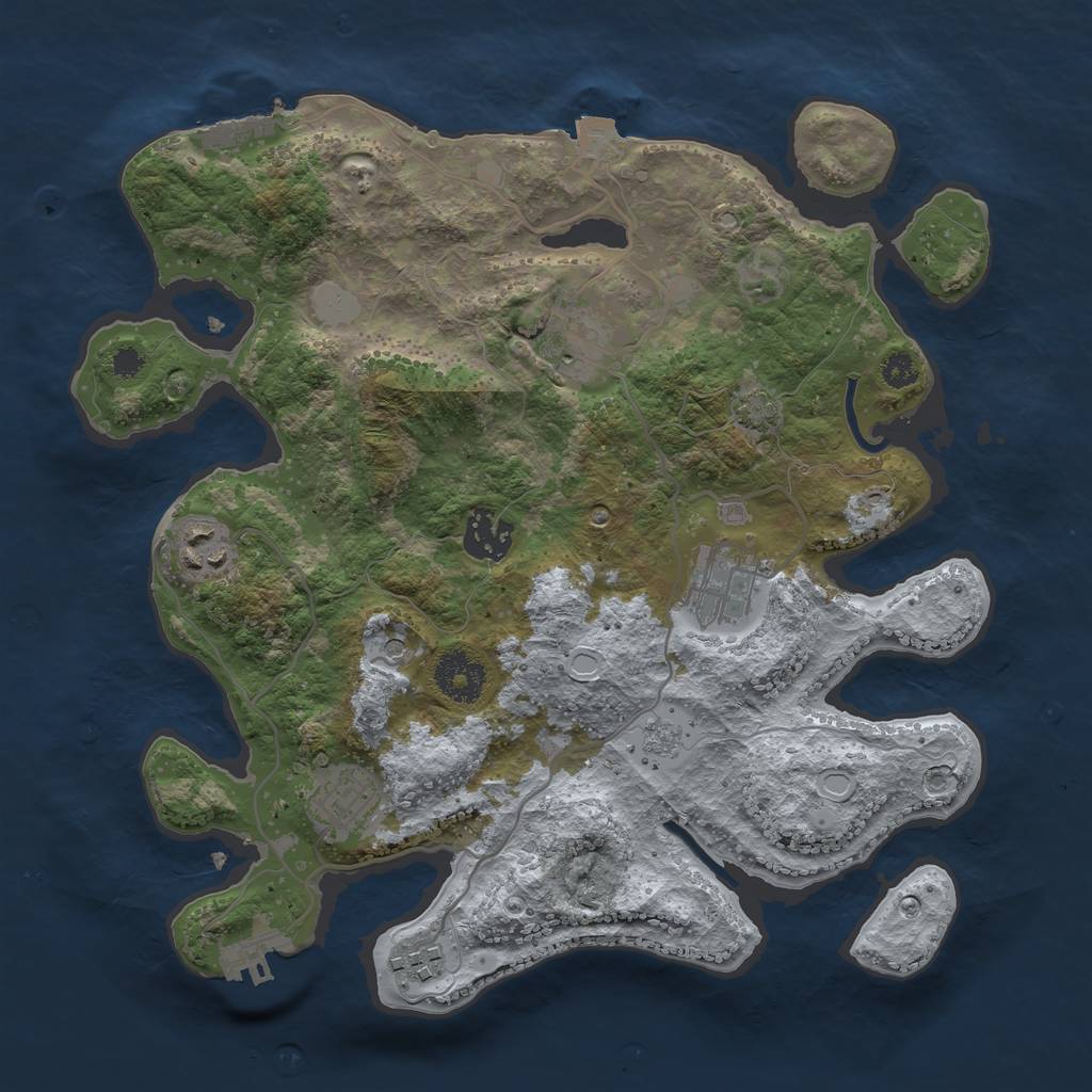 Rust Map: Procedural Map, Size: 3200, Seed: 494696, 14 Monuments