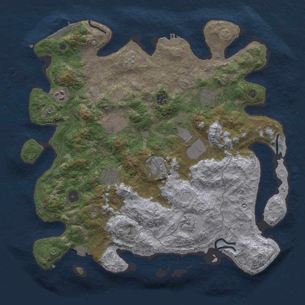 Rust Map: Procedural Map, Size: 4000, Seed: 936568328, 17 Monuments