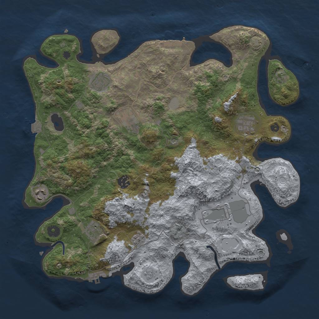 Rust Map: Procedural Map, Size: 3800, Seed: 25299135, 16 Monuments